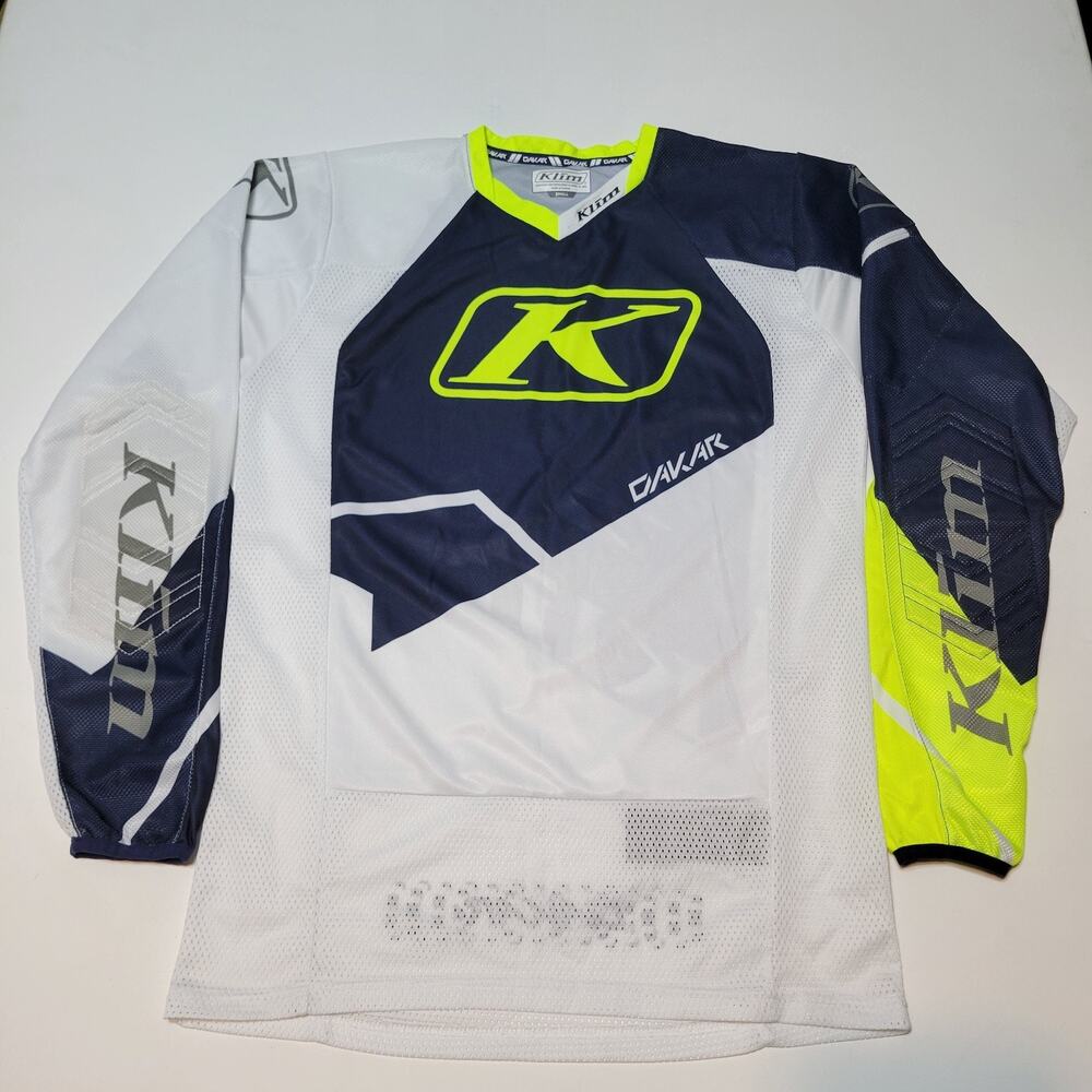Klim Dakar Technical Riding Jersey Mesh Padded, Size Small White Green